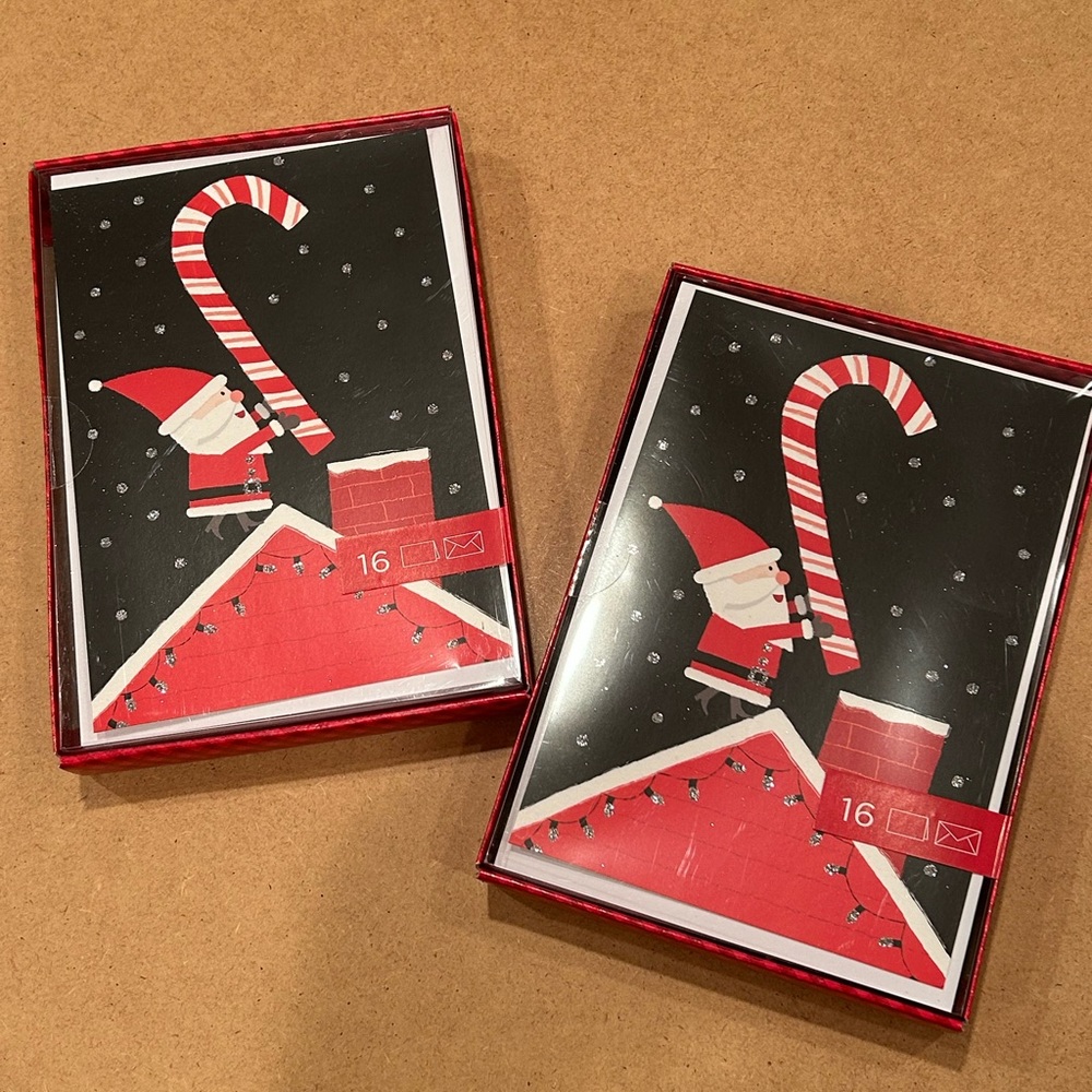 Two Boxes of Christmas Cards Santa Clause‎ Holiday Greeting Cards Hallmark
